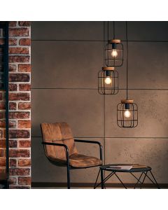 Træ pendel lampe spisebord sort, Taede
