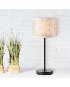 Rustik bordlampe beige, Gerbert, med brytare