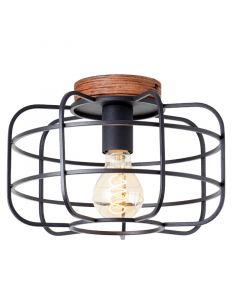 Træ loftlampe sort, Taede