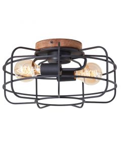 Træ loftlampe sort, Taede