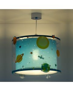 Blå pendel til børneværelset plast, Planets