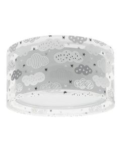 Grå loftlampe til børneværelse plast, Clouds