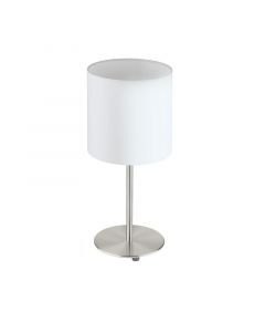 Hvid modern bordlampe stof, Abano, med brytare