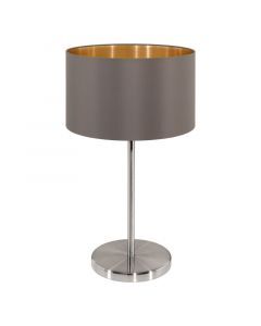 Brun modern bordlampe stof, Terme, med brytare