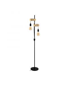 Træ gulv lampe brun, Anton, med brytare