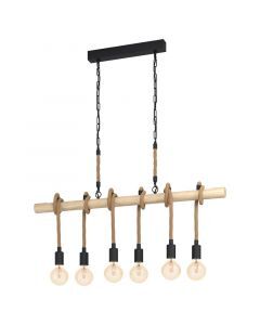 Træ pendler lampe brun, Zerina