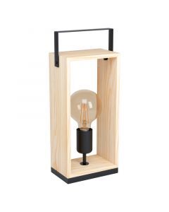 Træ bordlampe sort, Olaf, med brytare