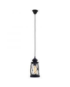 Sort vintage pendler lampe glas, Abetone