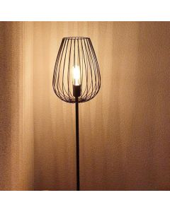 Sort modern gulv lampe metal, Kitana, med brytare