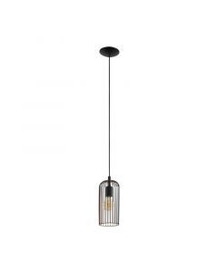 Sort industri pendler lampe stål, Silje