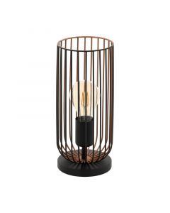 Kobber industri bordlampe stål, Silje, med brytare