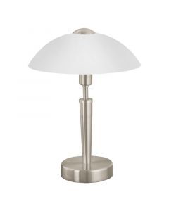 Nikkel klassisk bordlampe glas, Miam, med beröringsdimmer