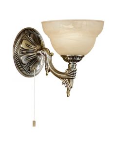 Bronze design væglampe glas, Eugine, med dra i brytare