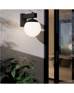 Sort modern udendørslampe glas, Boris, IP44