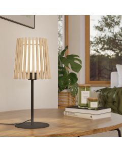Rustik bordlampe træ, Farah, med brytare