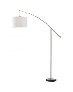 Nikkel modern gulvlampe bue stof, Ralph, med brytare