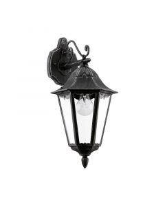 Sort klassisk udendørslampe aluminium, Leanna, IP44
