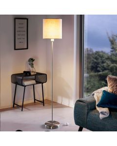 Taupe modern gulv lampe stof, Abano, med brytare