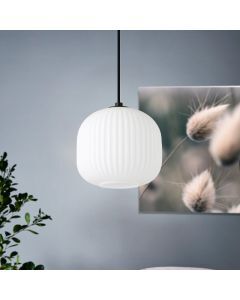 Hvid retro pendler lampe glas, Elvera