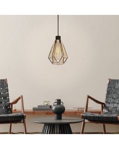 Brun rustik pendler lampe stål, Yessica