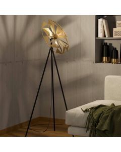 Guld retro gulv lampe aluminium, Thiemen, med brytare