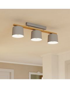 Træ loftlampe grå, Jeannot