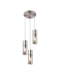 Nikkel design pendler lampe glas, Xena