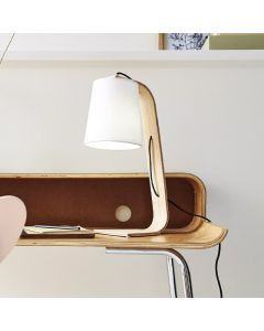 Træ bordlampe hvid, Nordic, med brytare