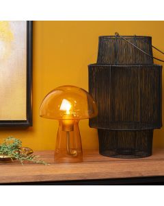 Orange bordlampe modern, Fungo, med brytare