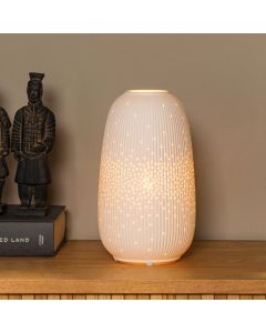 Keramik bordlampe hvid, Flores, med brytare