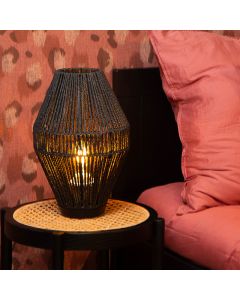 Sort bordlampe rustik, Cordulle, med brytare
