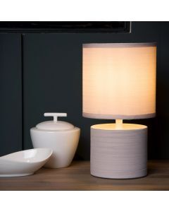 Keramik bordlampe grå, Greasby, med brytare