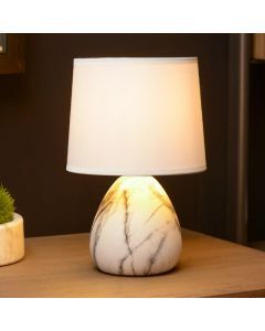 Keramik bordlampe hvid, Marmo, med brytare