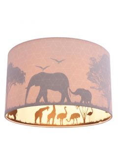 Stof loftlampe til børneværelse lyserød, Safari