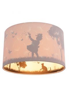 Stof loftlampe til børneværelse lyserød, Butterfly
