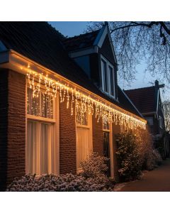 2m istapsbelysning, der kan tilsluttes, sort ledning, IP67, 70 cm høj - Varm hvid