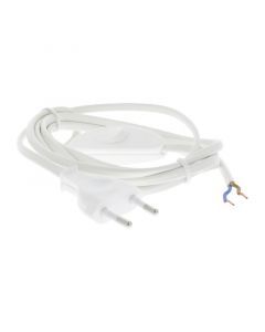 Q-Link tilslutningskabel max 1200w 2 x 0,75 mm. 1,8 m hvid med afbryder