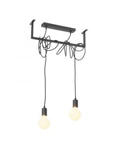 Stål pendler lampe sort, Lauraine
