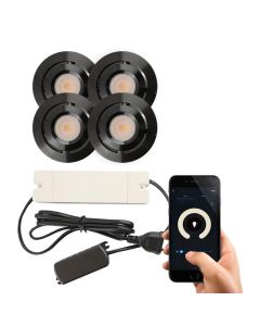 4 kipbar smart spots til udhæng Rona, IP44, med tilslutningssæt, sort