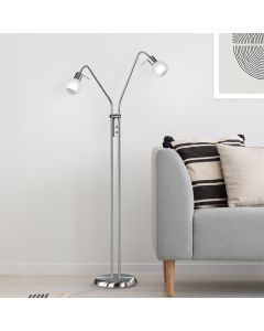 Nikkel gulv lampe modern, Benita, med brytare