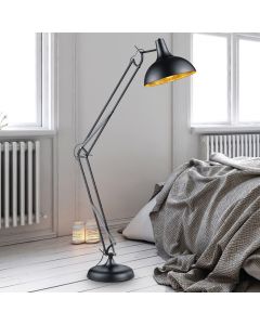 Sort gulv lampe modern, Benoit, med brytare