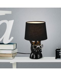 Keramik bordlampe til børneværelse sort, Magda, med brytare