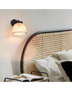 Rattan væglampe brun, Laut, med brytare