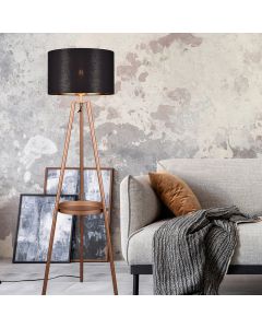 Brun trebenet gulvlampe modern, Wendel, med brytare