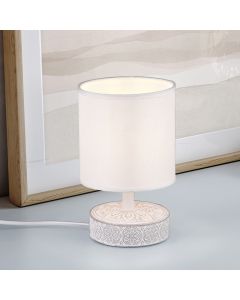 Keramik bordlampe hvid, Lola, med brytare