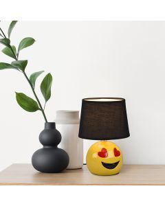 Sort bordlampe til børneværelse modern, Smiley, med brytare