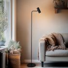 Modern gulv lampe sort, Carlos, med brytare