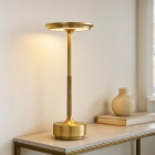 Modern genopladelig bordlampe guld, Arvind, 3W, varm til kold hvid justerbar LED, med brytare