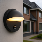Modern udendørs væglampe med bevægelsessensor sort, Shelby, 7W, 3000K LED, IP44