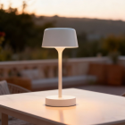 Modern udendørs bordlampe hvid, Emily, 3W, 3000K LED, IP44, 3 trins lysdæmper